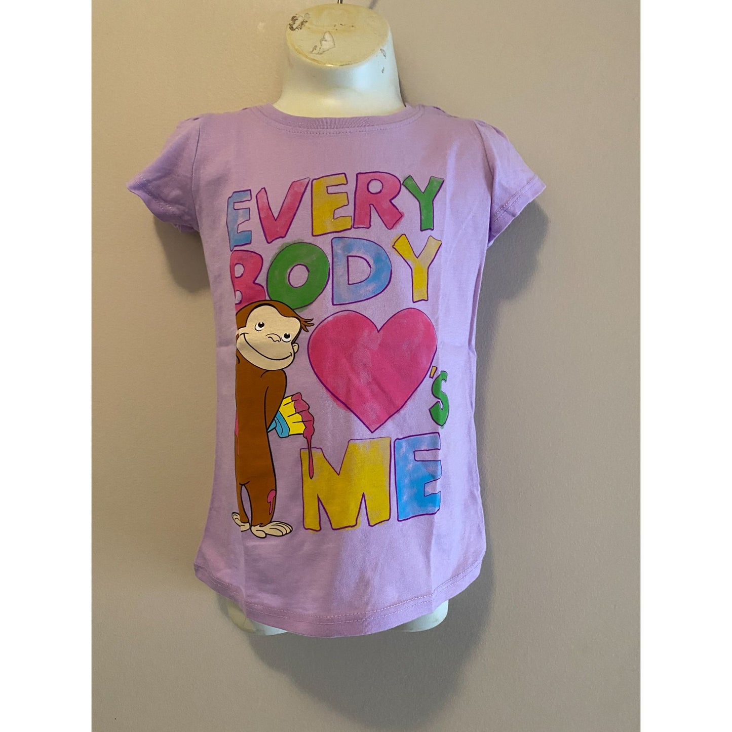 Toddler Girl Curious George T-Shirt,  Purple Size 3T, Officially Licensed Top
