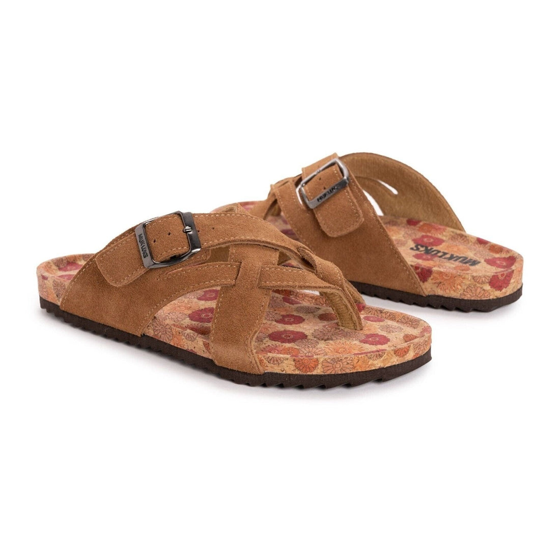 Muk Luks Tanner Terra Turf Sandals - Cognac Suede Women's Size 9