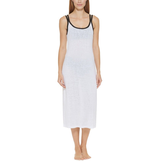 DKNY Women's Swim Coverup Dress Size M Double Strap White