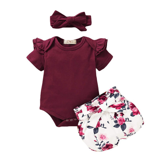 Baby Girl Romper Set, 3 Pc Floral Romper Set 12-18 Months