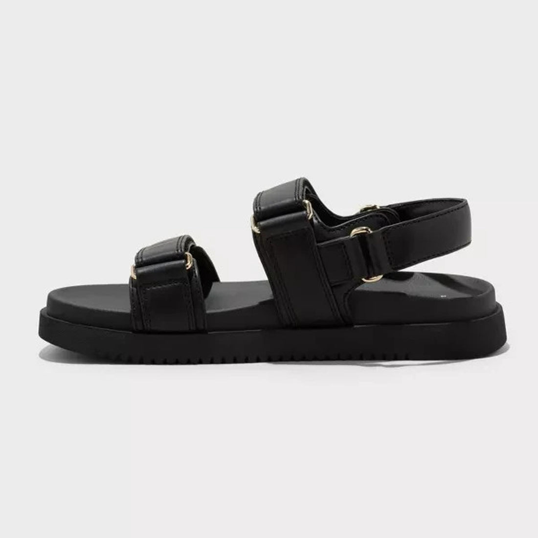 A New Day Women's Jonie Black Footbed Sandals Size 8 Faux Leather Open Toe