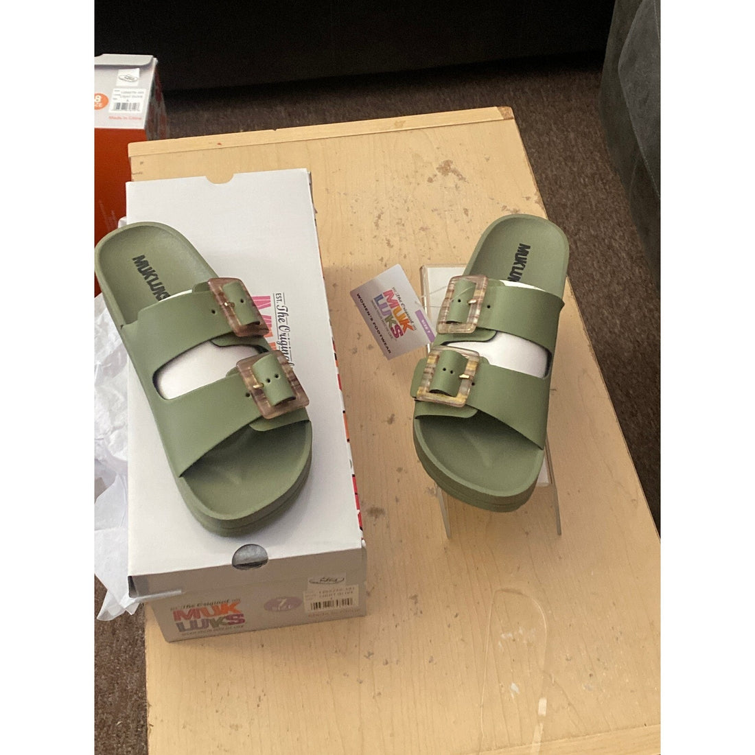 Muk Luks Grand Cayman Women's Sandals - Light Olive Green Size 6