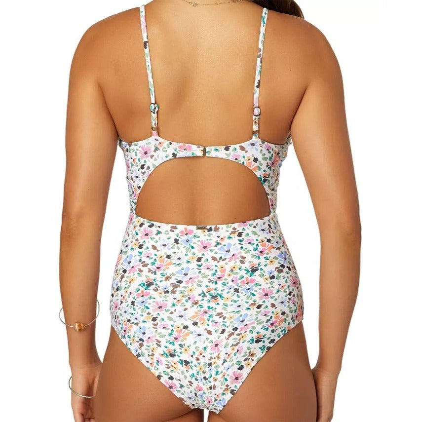 O'Neill Juniors' Maggie Ditsy-Floral Cutout One Piece Swimsuit White M