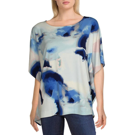 Alfani Women's Scoop Neck Watercolor Blouse - Size Small