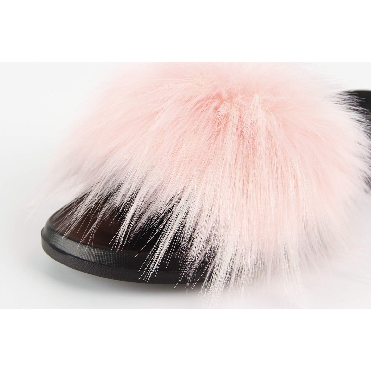 Women's Faux Fur Slippers, Pink Size 6 Open Toe Comfortable Fluffy Slippers