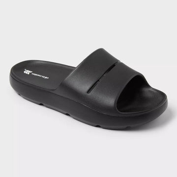 men Black slide sandal on a light gray background