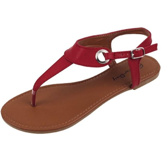 THEBAY Women's Roman Gladiator Sandals, Size 6 Burgundy Flat Thong Sandals