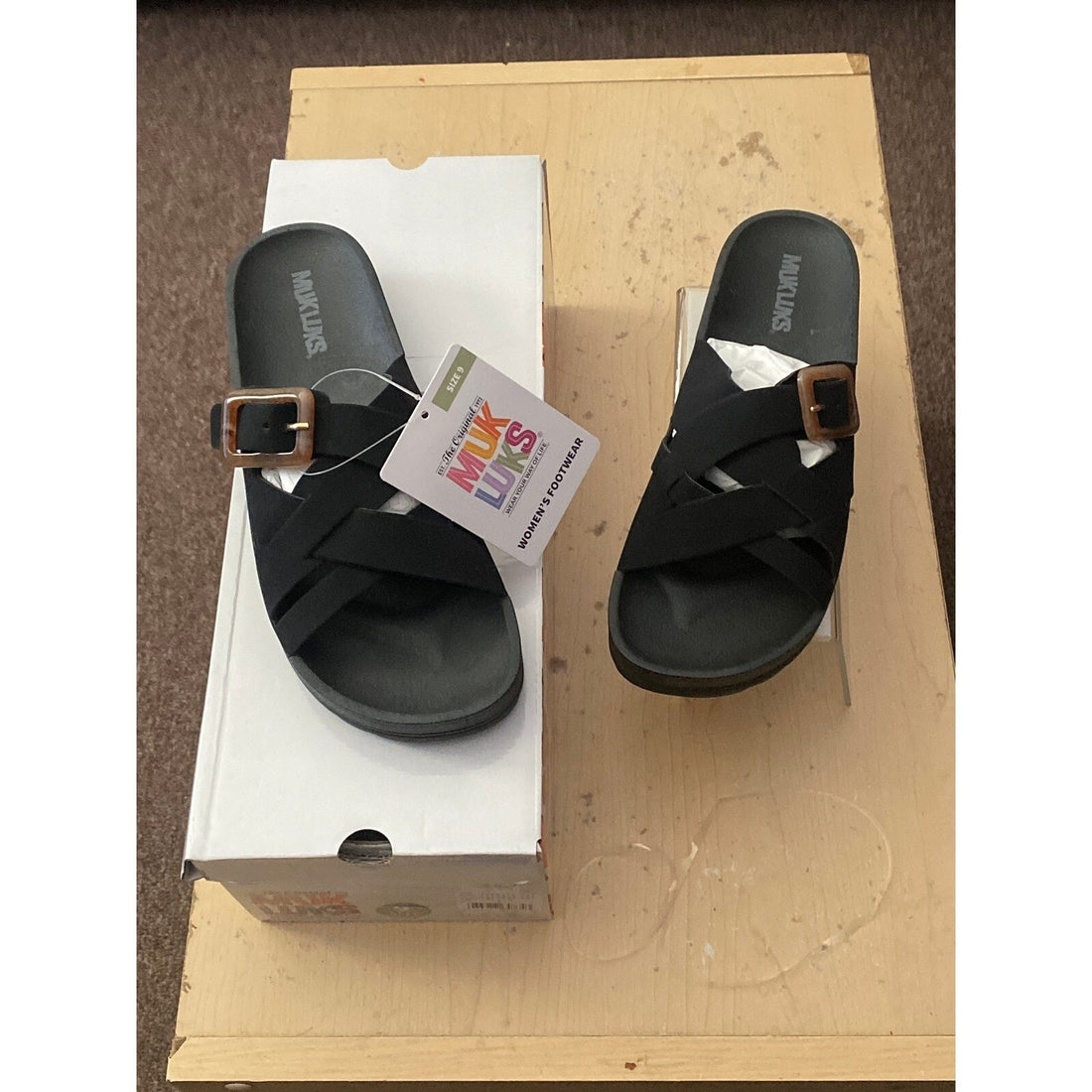 Women's Grand Shayna Sandals - Black Slip-On Casual Sandals Size 9