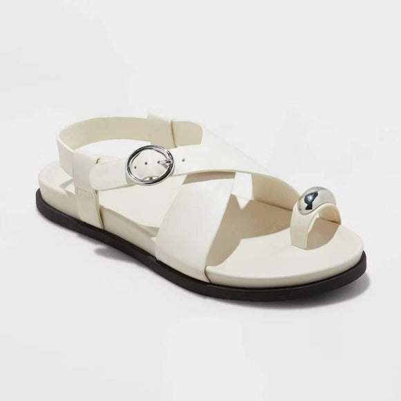 A New Day Penelope Toe Ring Footbed Sandals Off-White Size 11 New in Box