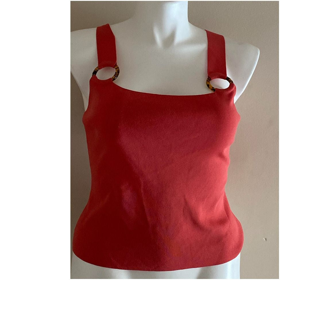 Bar III Women's Coral O-Ring Strap Tank Sweater - XL