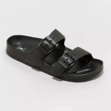 Women's Neida EVA Two Band Footbed Slide Sandals - Shade & Shore Black 8 NWT