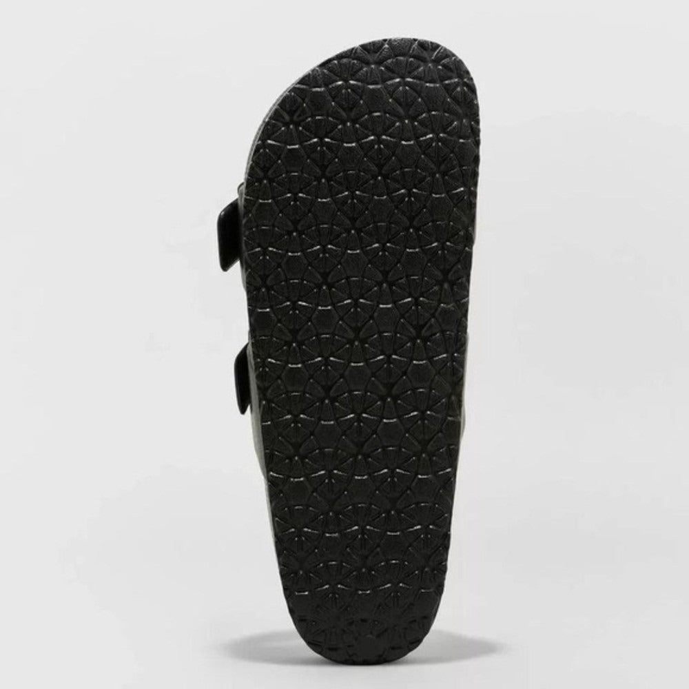 Women's Neida EVA Two Band Footbed Slide Sandals - Shade & Shore Black 8 NWT