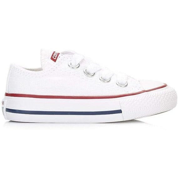 Converse All Star Baby White Sneakers Size 3 Canvas Red & Blue Accents