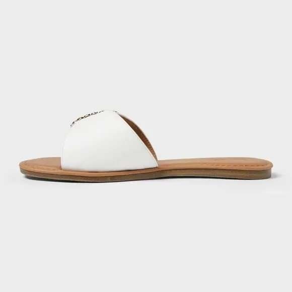 A New Day Nesryn Shell Slide Sandals White Size 9.5 New With Tags