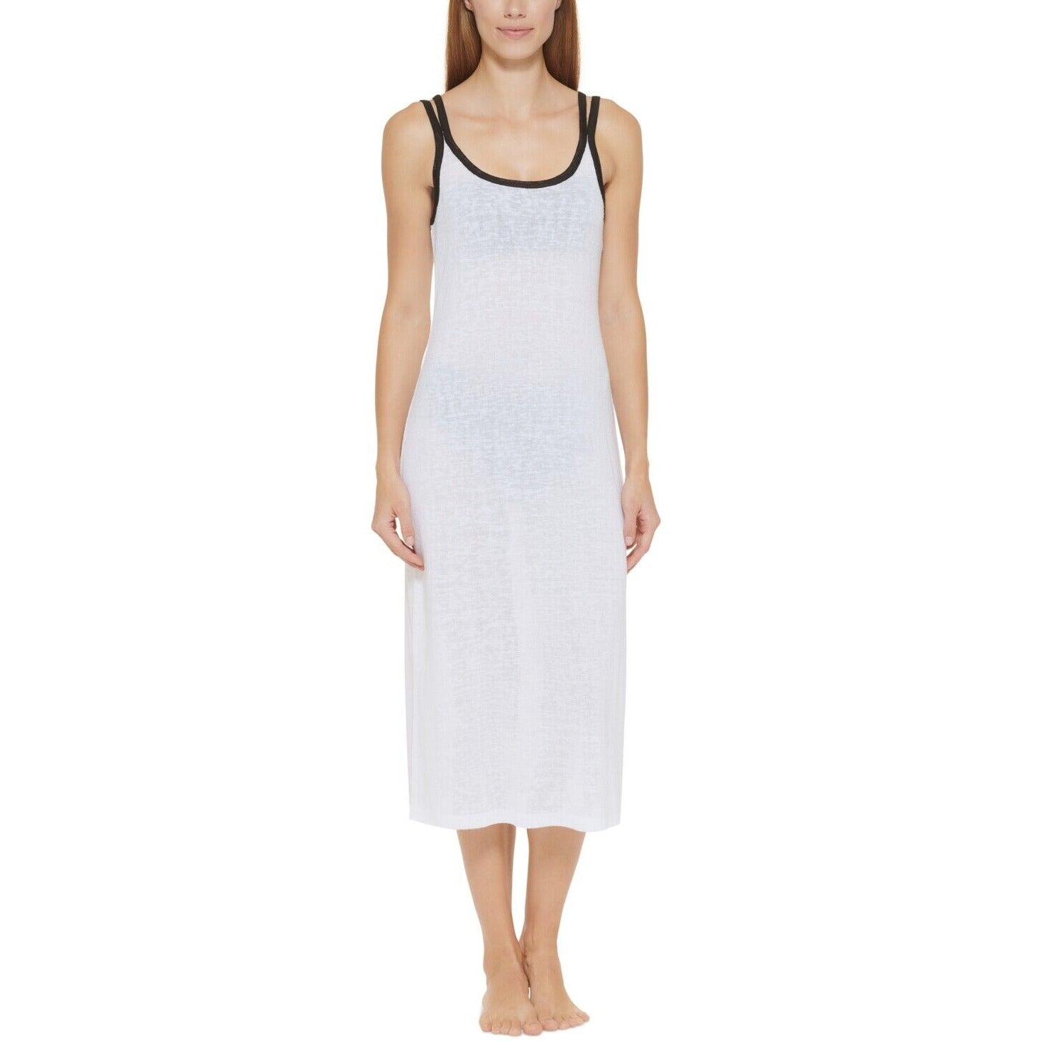 DKNY Women's Swim Coverup Dress Size M Double Strap White