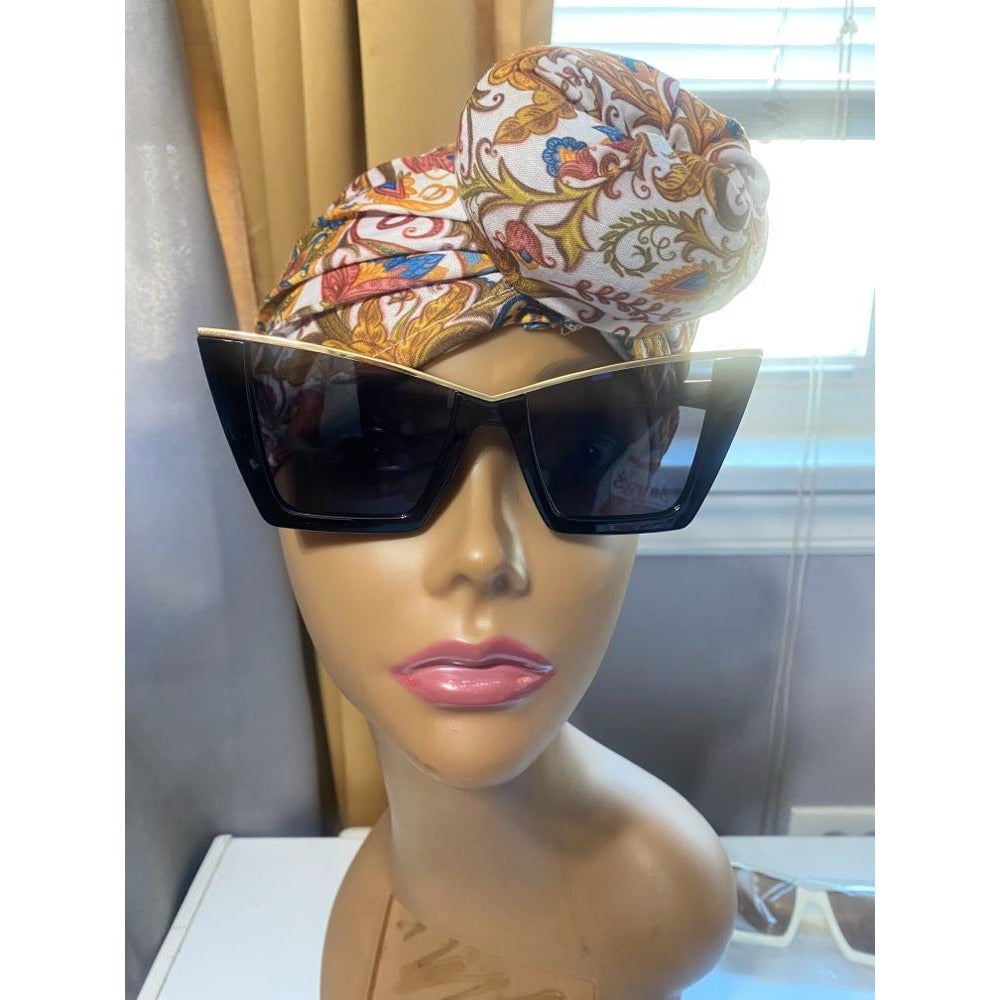 Women's Black and Gold Modern Sharp Cat Eye Sunglasses