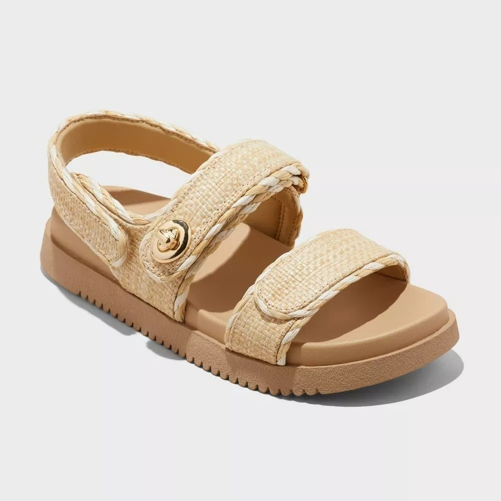 Women’s Tilly Raffia Platform Footbed Sandals Tan