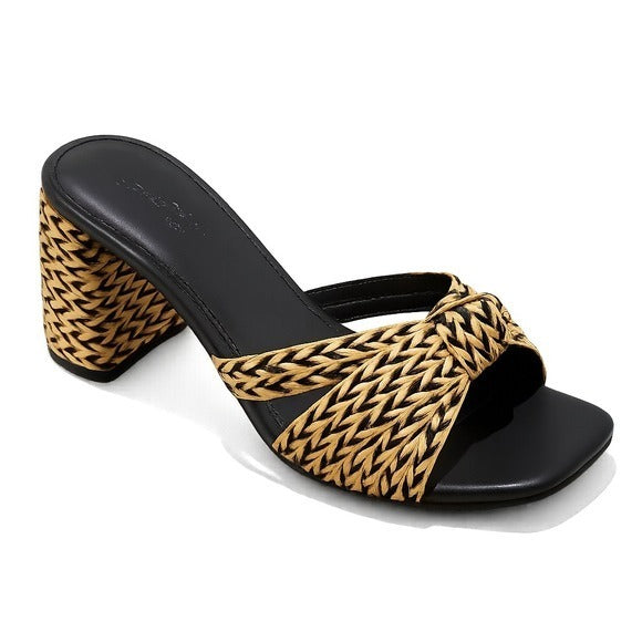 Women's Raffia Sandal Heels by Universal Thread‎ Black Size 9 New With Tags