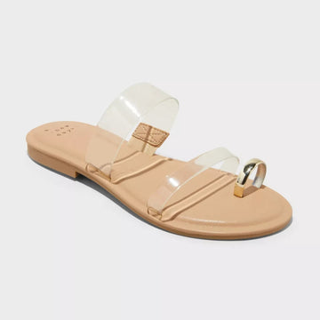A New Day Honey Tan Toe Loop Slide Sandals Size 9 Memory Foam Insole