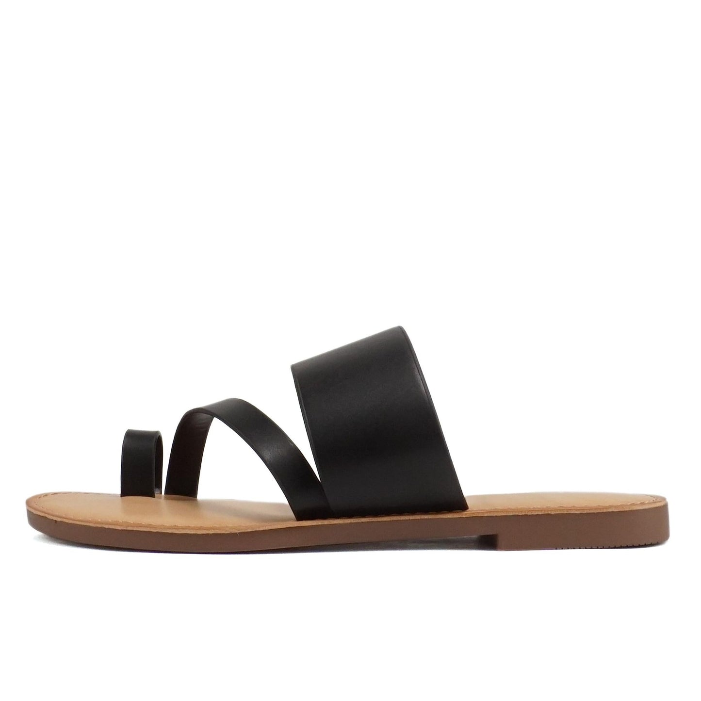 SODA Women's Black Strappy Flat Sandals - Size 7