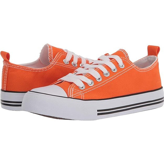 THE FASHION SUPPLY Women's Sneakers, Low Top Size 7 Orange Cap Toe Tennis Shoes