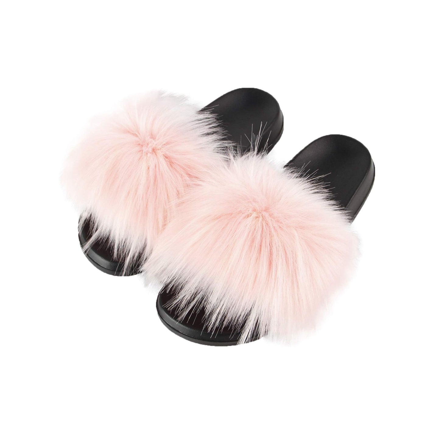 Women pink fluffy slippers