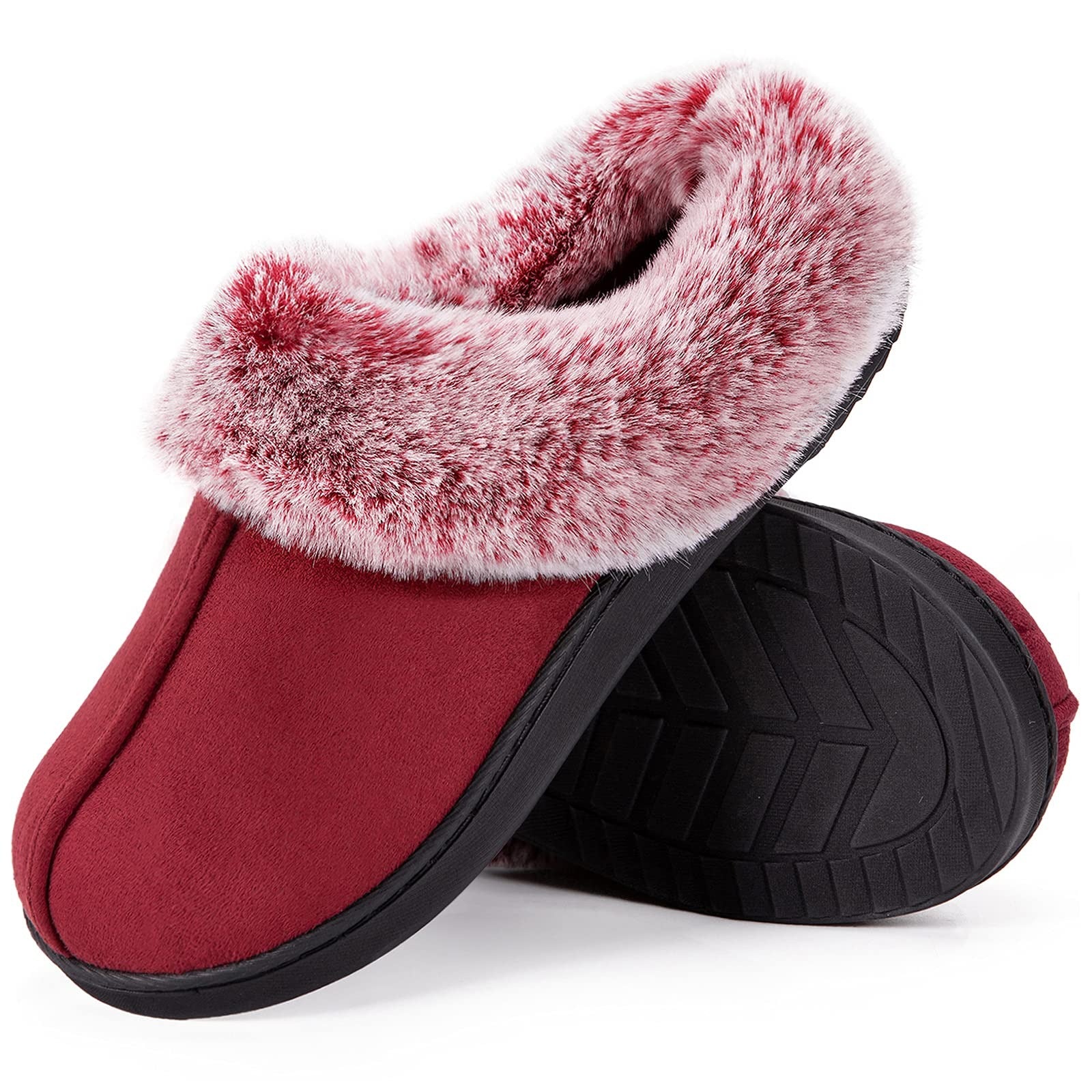 HOMETOP Women's Red Memory Foam House Slippers - Size 7 US