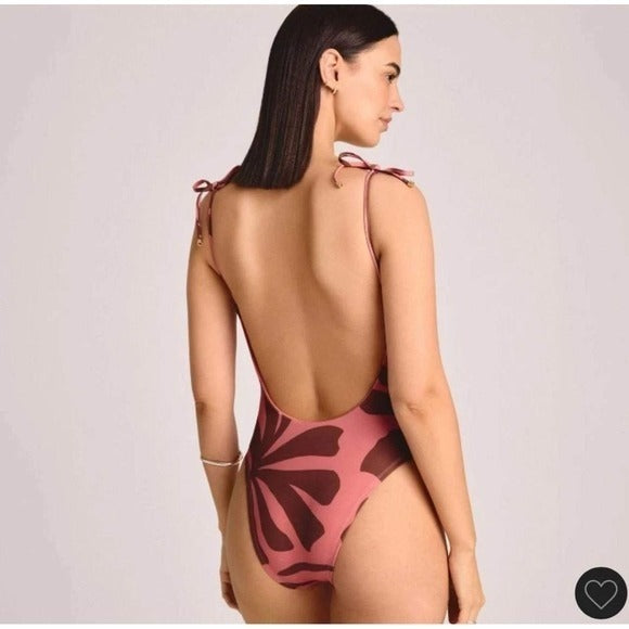Vitamin A Printed Tie Shoulder One Piece Swimsuit Multi Size XXL New With Tags
