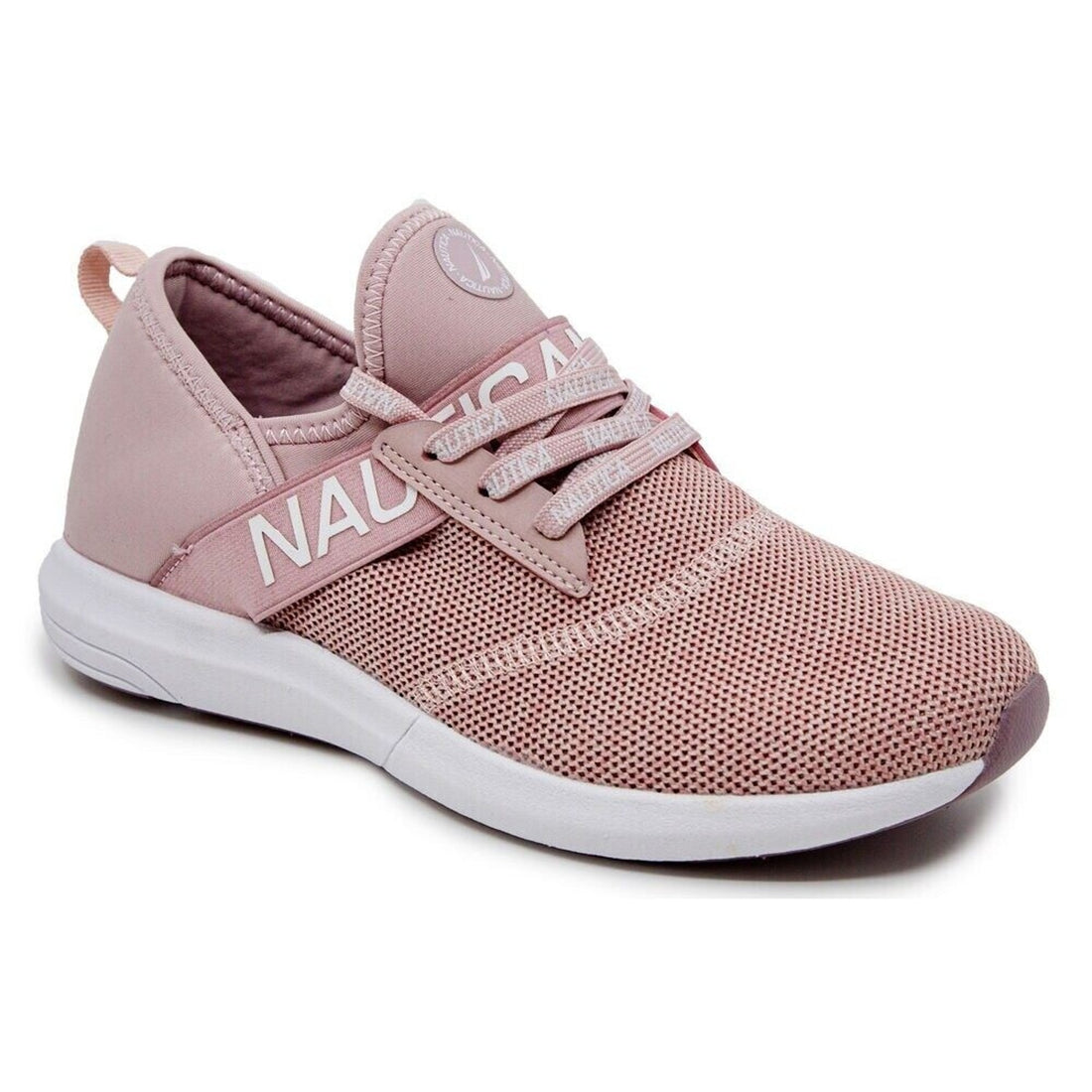 Pink sneaker with white sole on a white background