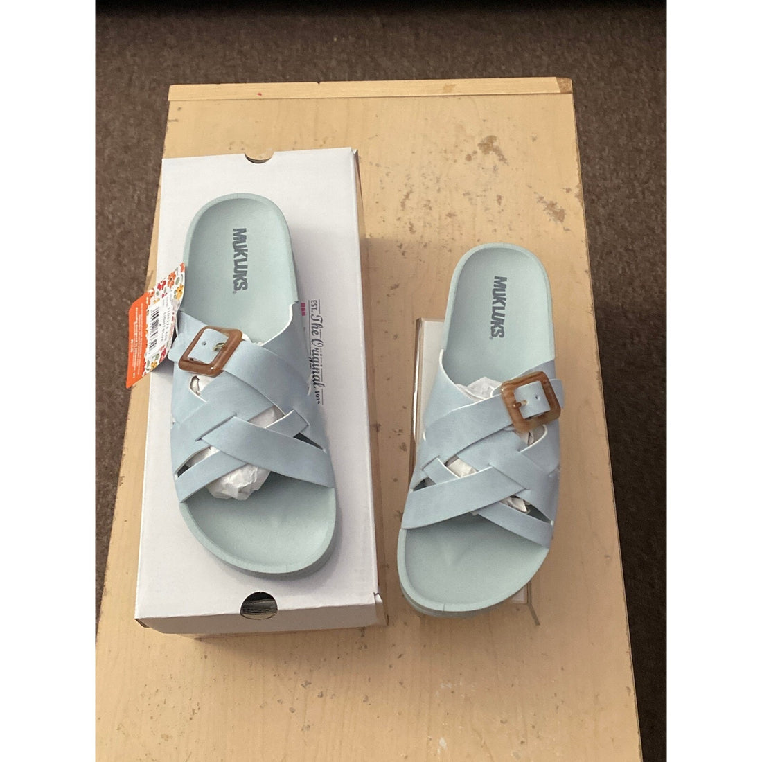 Women's Grand Shayna Sandals - Sky Blue Slip-On Summer Sandals Size 8