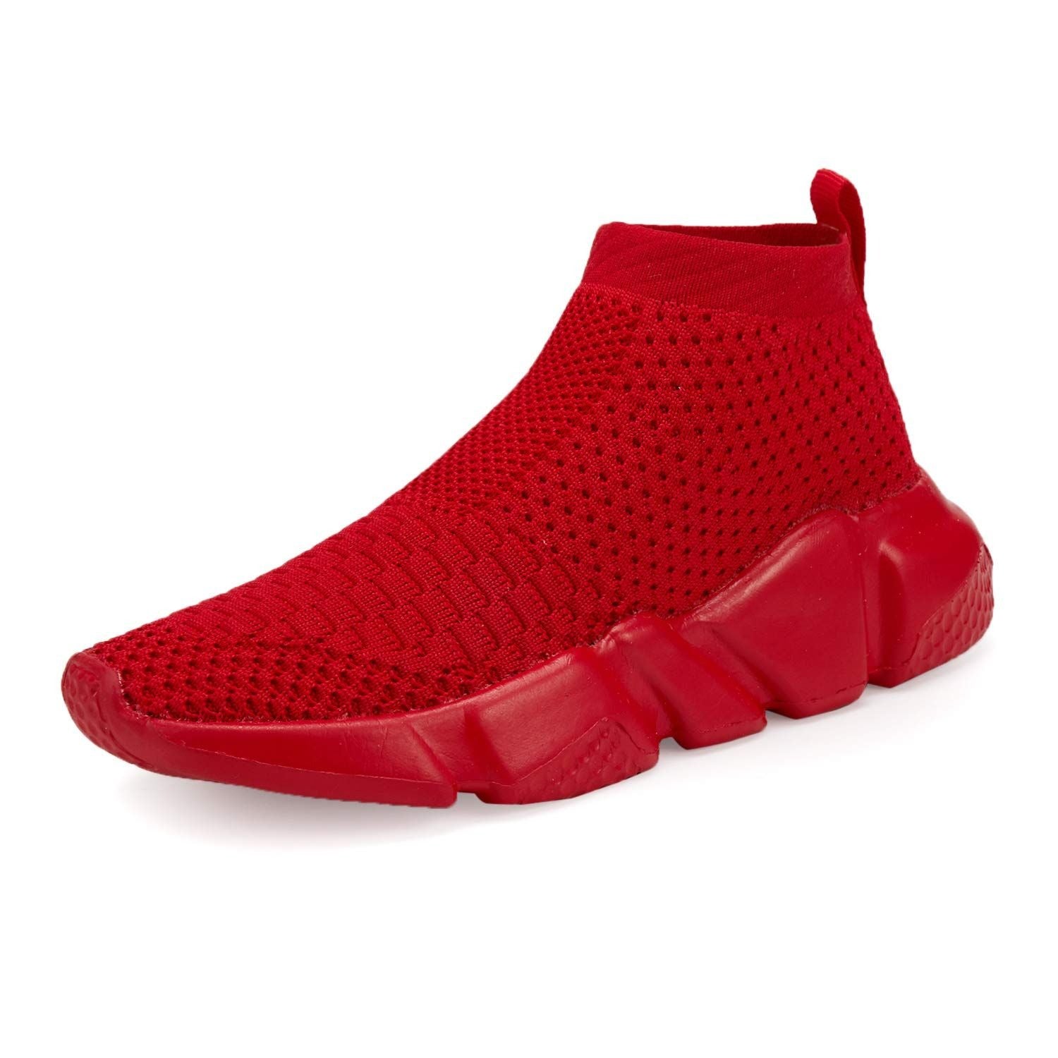 Red Knit Boys' High-Top Sneakers for Toddlers - Size 13 Red Mesh Athletic Shoes