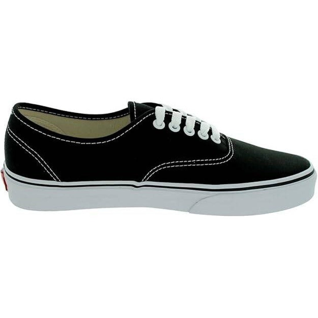 Black sneaker with white laces on a white background