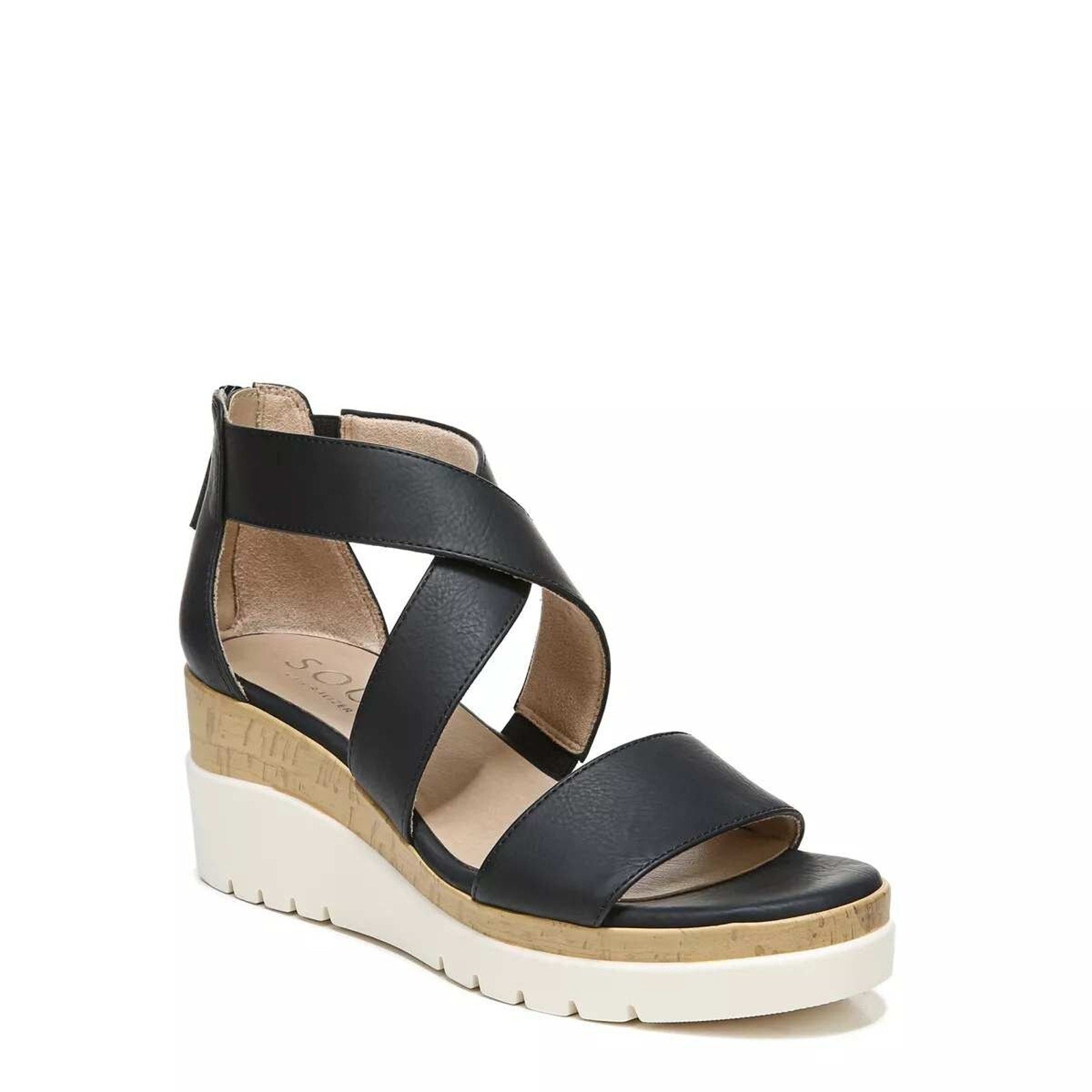 SOUL Naturalizer Goodtimes Wedge Sandals Black Size 6.5