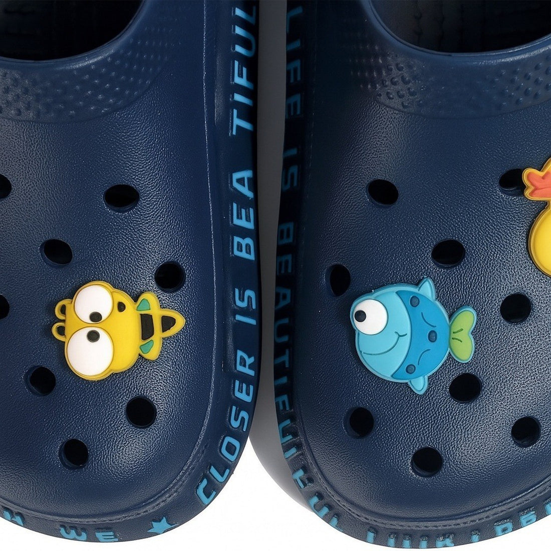 Kids Clogs Sandals Slides with Charms Navy Blue Slip On Shoes Size 1.5
