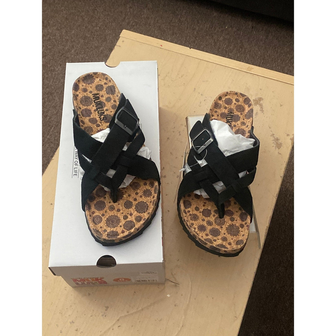 Muk Luks Tanner Terra Turf Sandals - Women's Black Slip-On Sandals Size 9