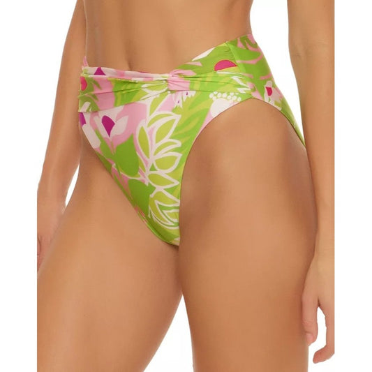 Trina Turk La Palma High Waist Bikini Bottom - High Leg, Twist Front Size 4 - Front View