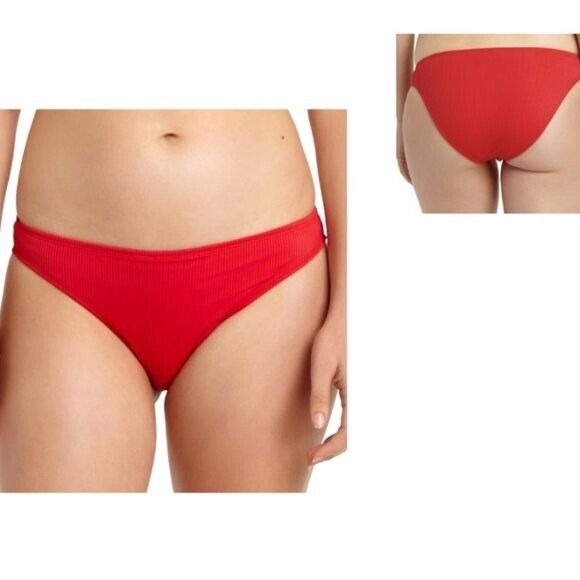 CALIFORNIA WAVES Junior Bikini Bottoms - Red - Size XS - Ribbed Swim Bottoms