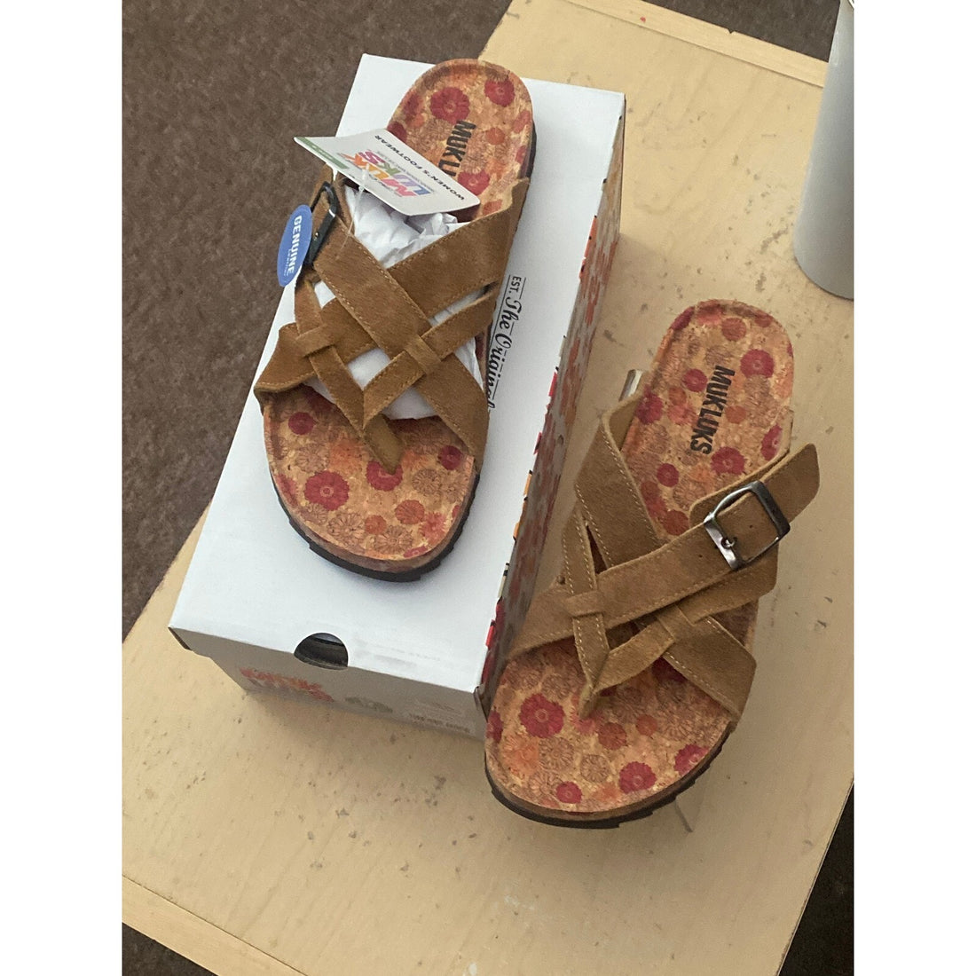 Muk Luks Tanner Terra Turf Sandals - Cognac Women's Size 8 Casual Comfort