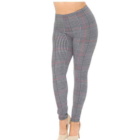 NEW MIX Women's Plus Size High Waisted Houndstooth Print Leggings - Front View