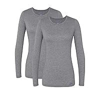 Sivvan Women's Long Sleeve Comfort T-Shirt Scrub Tee 2-Pack - Dark Gray, Size XL