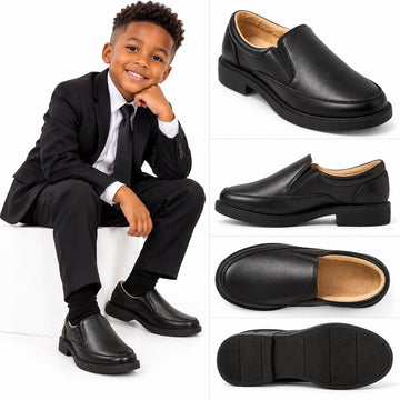 Cat & Jack Landyn Little Boys Dress Shoes Black Faux Leather Slip On Loafer Size 13