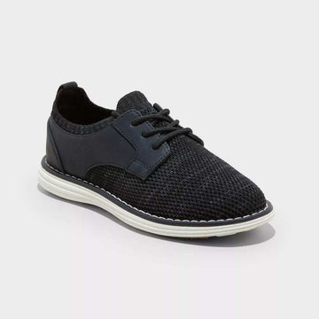 Cat & Jack Elijah Knit Dress Shoes Big Boy Size 6 Black Lace Up Oxford Sneaker