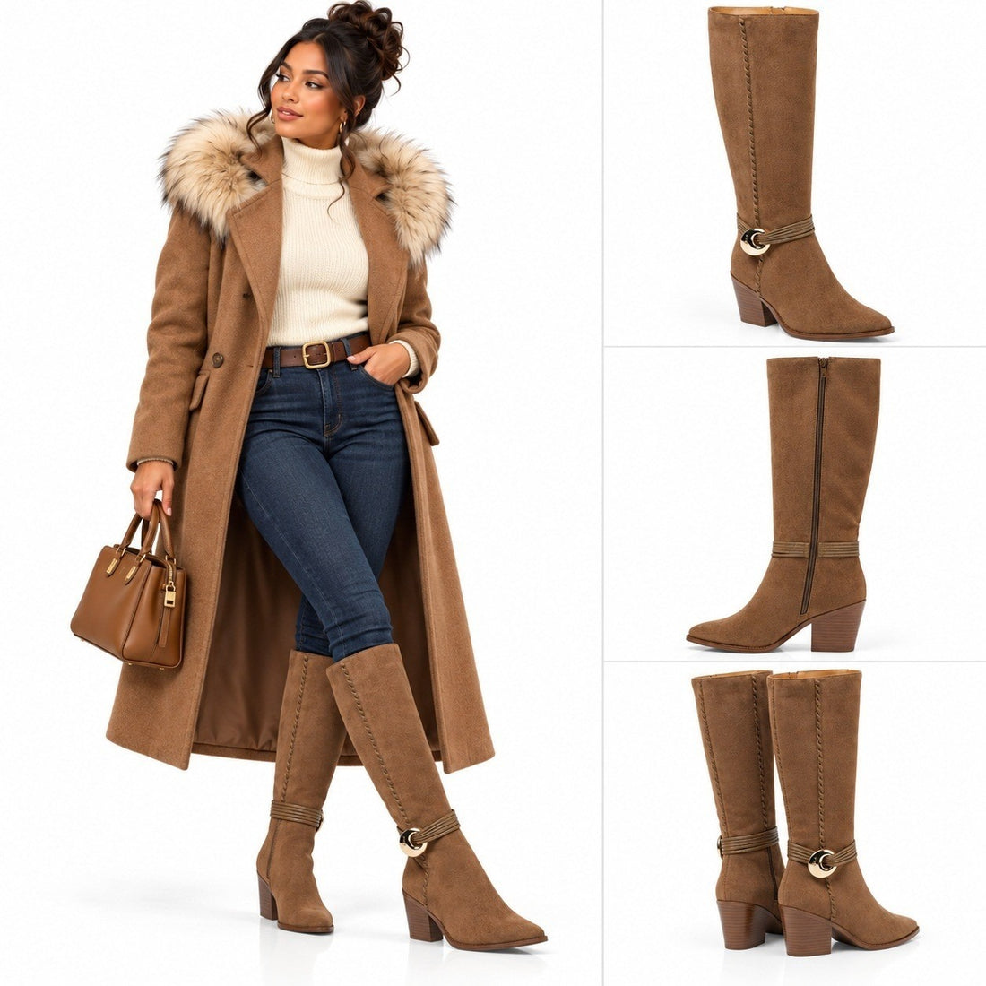 Universal Thread Rio Whip Stitch Tall Boots – Dark Taupe