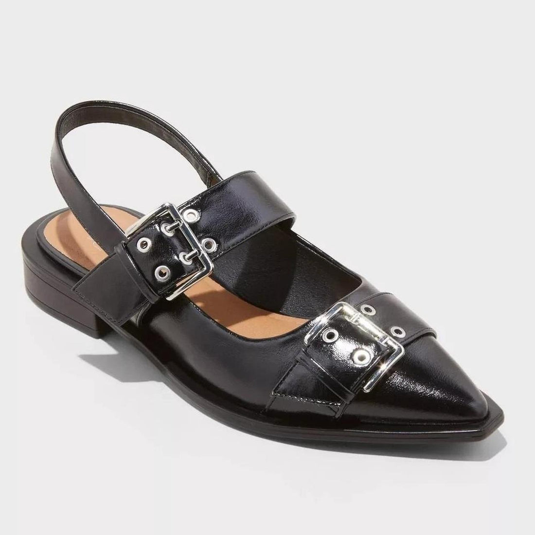 Women’s Wild Fable Peyton Double-Buckle Slingback Flats Black