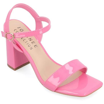 Journee Collection Tivona Block Heel Sandals Pink Patent New With Tags‎