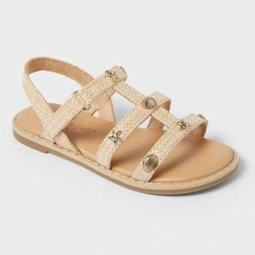 Toddler Girls Kinsley Raffia Nautical Sandals Beige