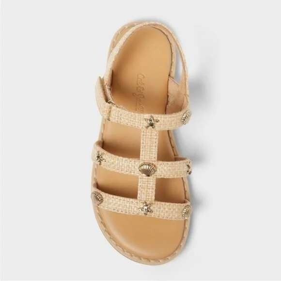 Toddler Girls Kinsley Raffia Nautical Sandals Beige