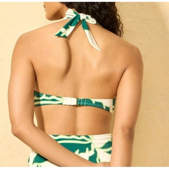 Shade & Shore Palm Leaf Halter Underwire Bikini Top Multi Size 32B New With Tags