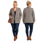 A New Day Womens Double-Breasted Plaid Blazer Brown XXL New With Tags