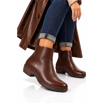Walking Cradles Ezra Ankle Boots Womens 10 Brown Nappa Leather Low Heel Zipper